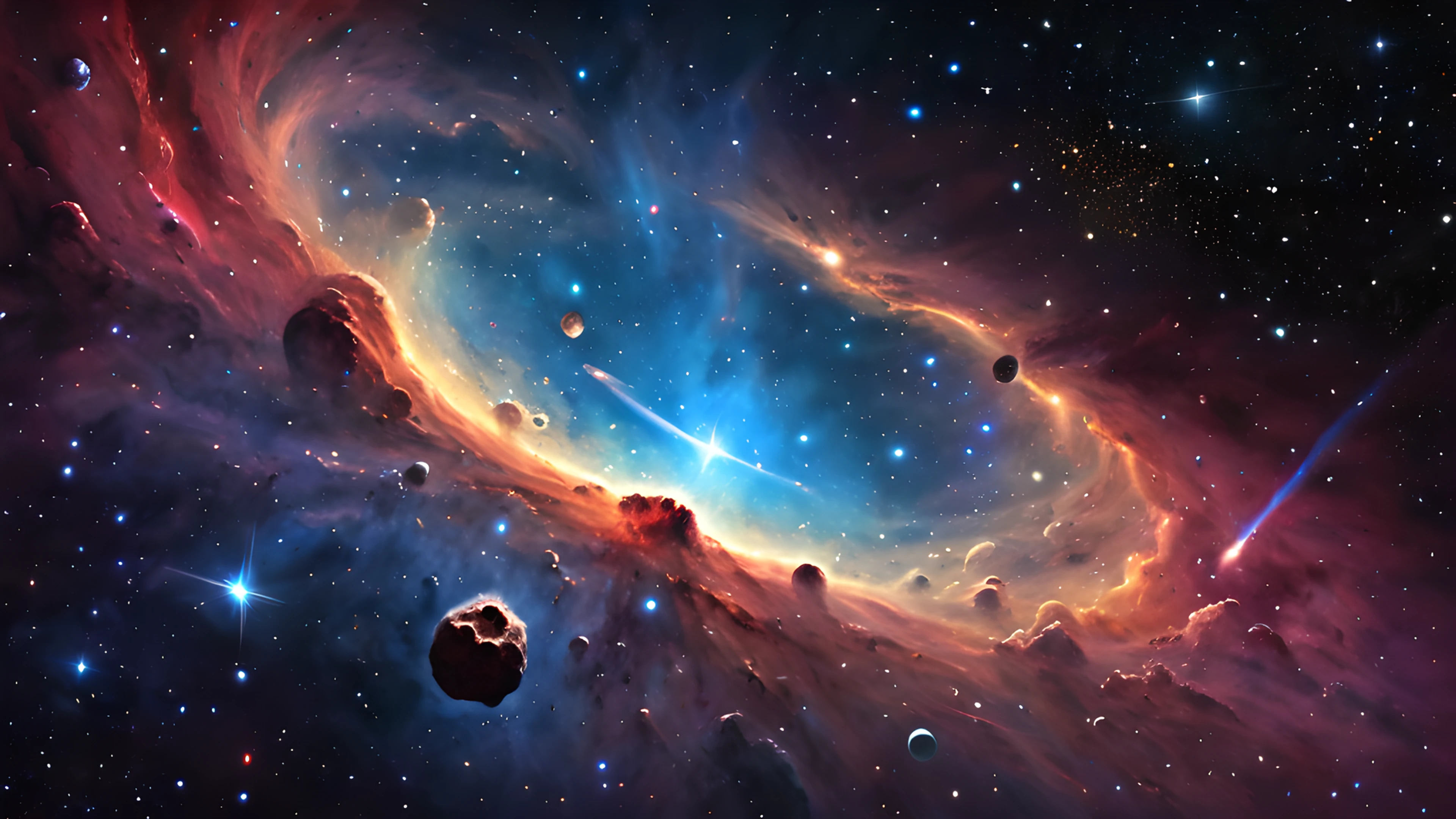 4K Space Nebula asteroid belt 2025-10-17