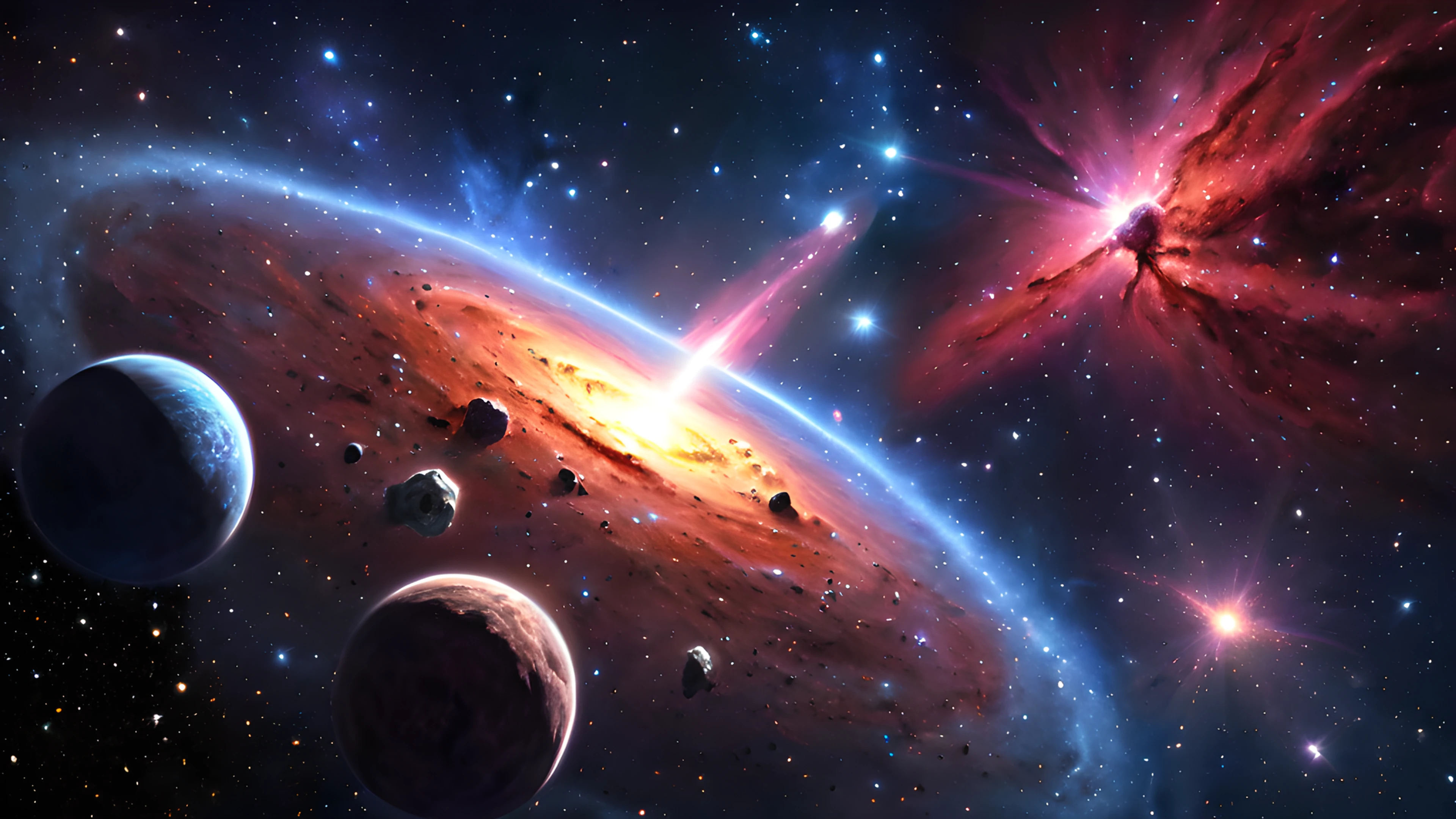 4K Space Nebula asteroid belt 2025-10-17