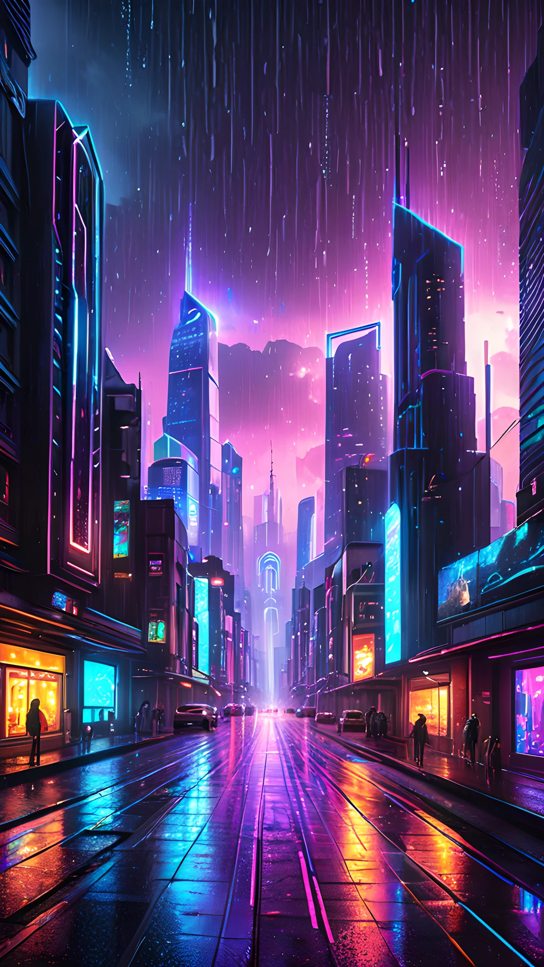 iPhone Neon Cyberpunk City rain street 2025-10-17