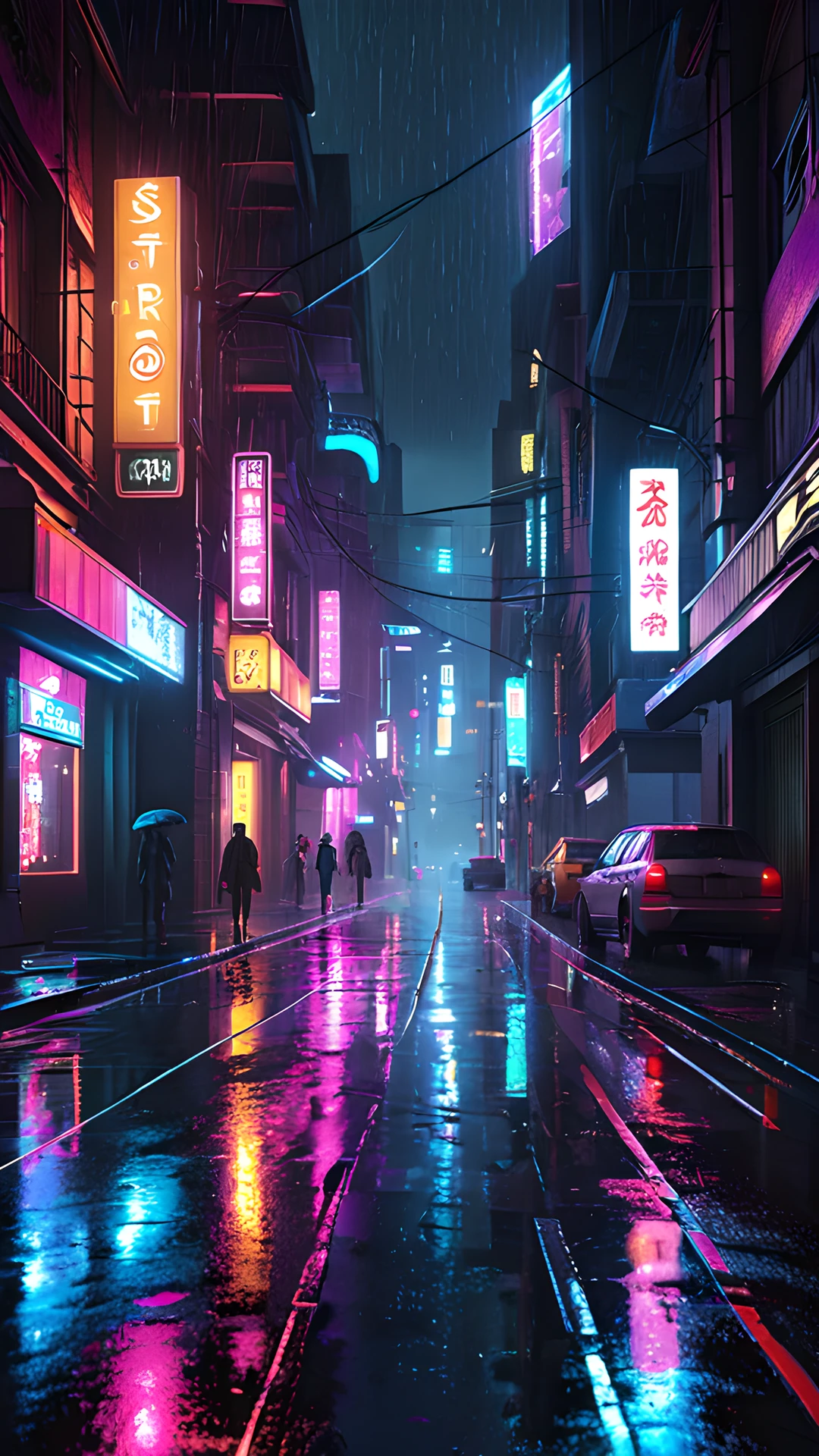 iPhone Neon Cyberpunk City rain street 2025-10-17