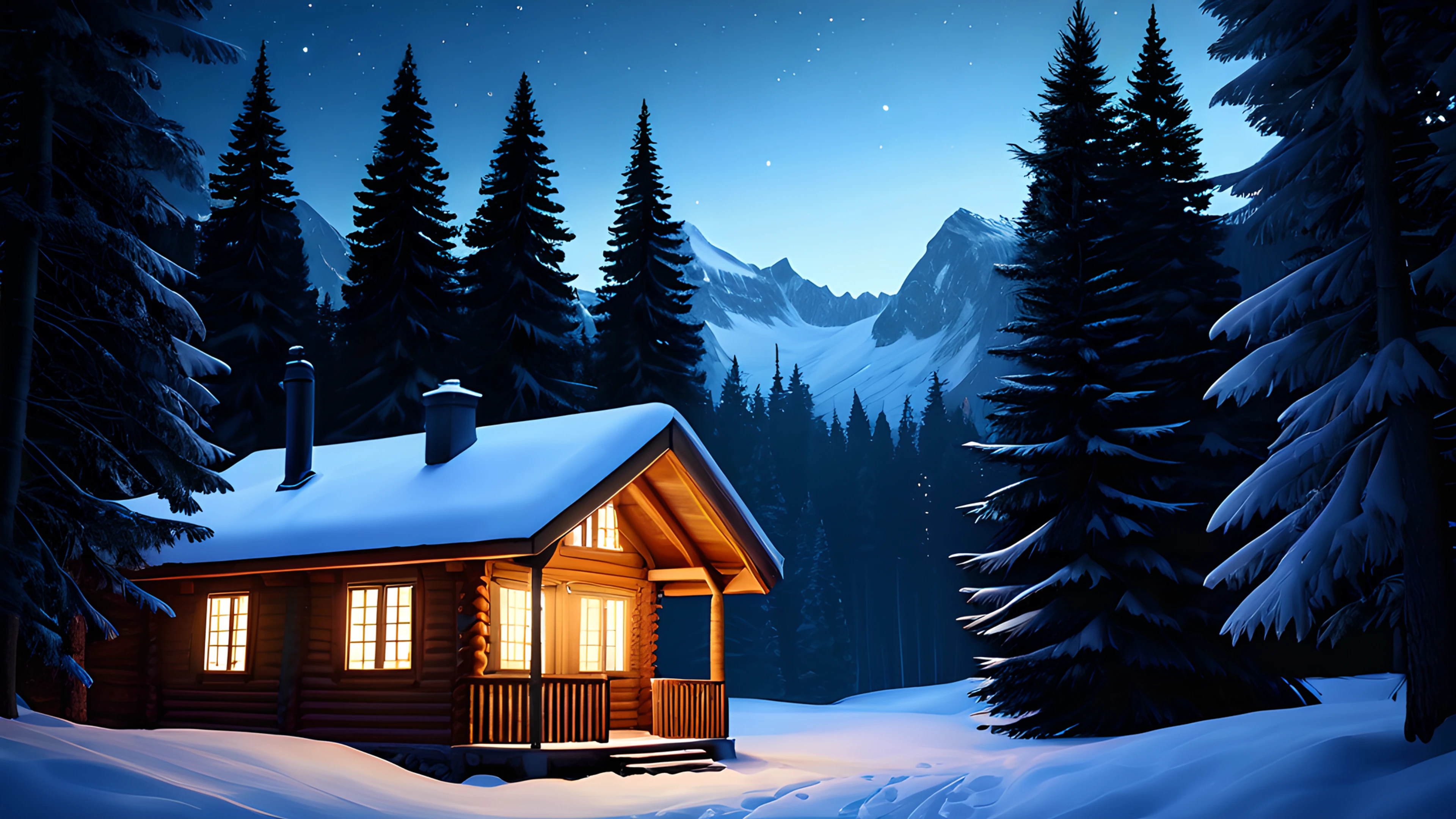 4K Christmas Snowy Village cabins 2025-10-18