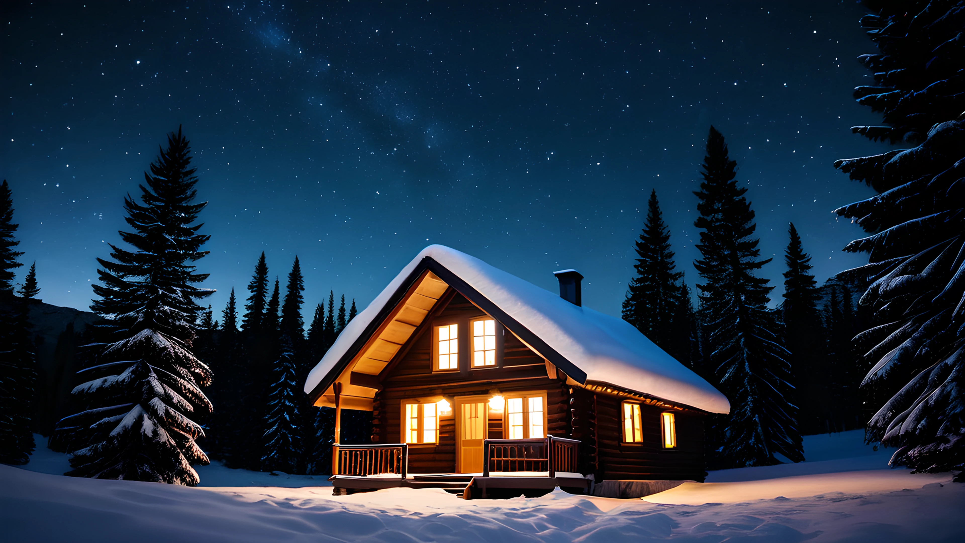 4K Christmas Snowy Village starry sky 2025-10-18