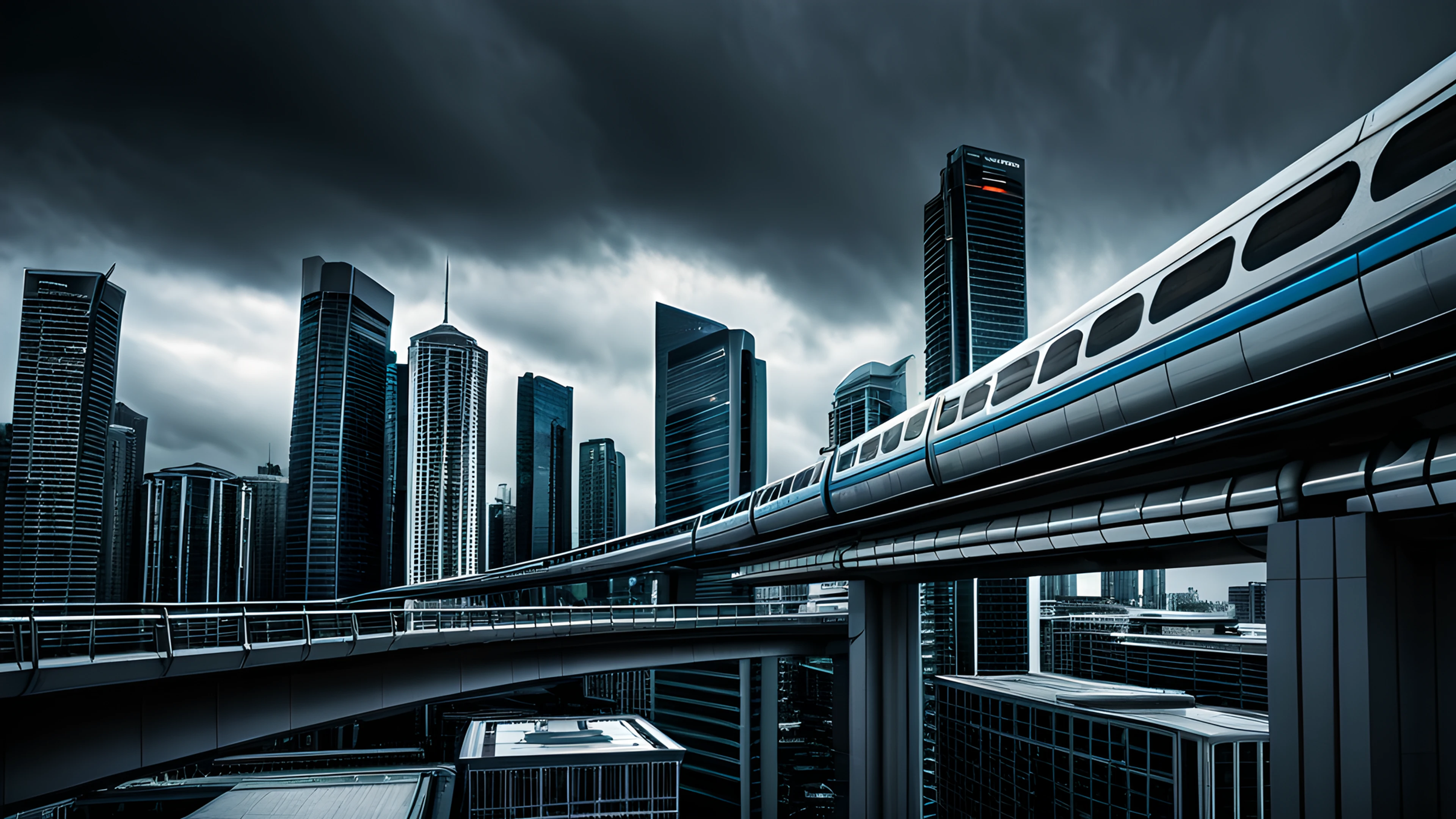 4K City Night Neon monorail 2025-10-18