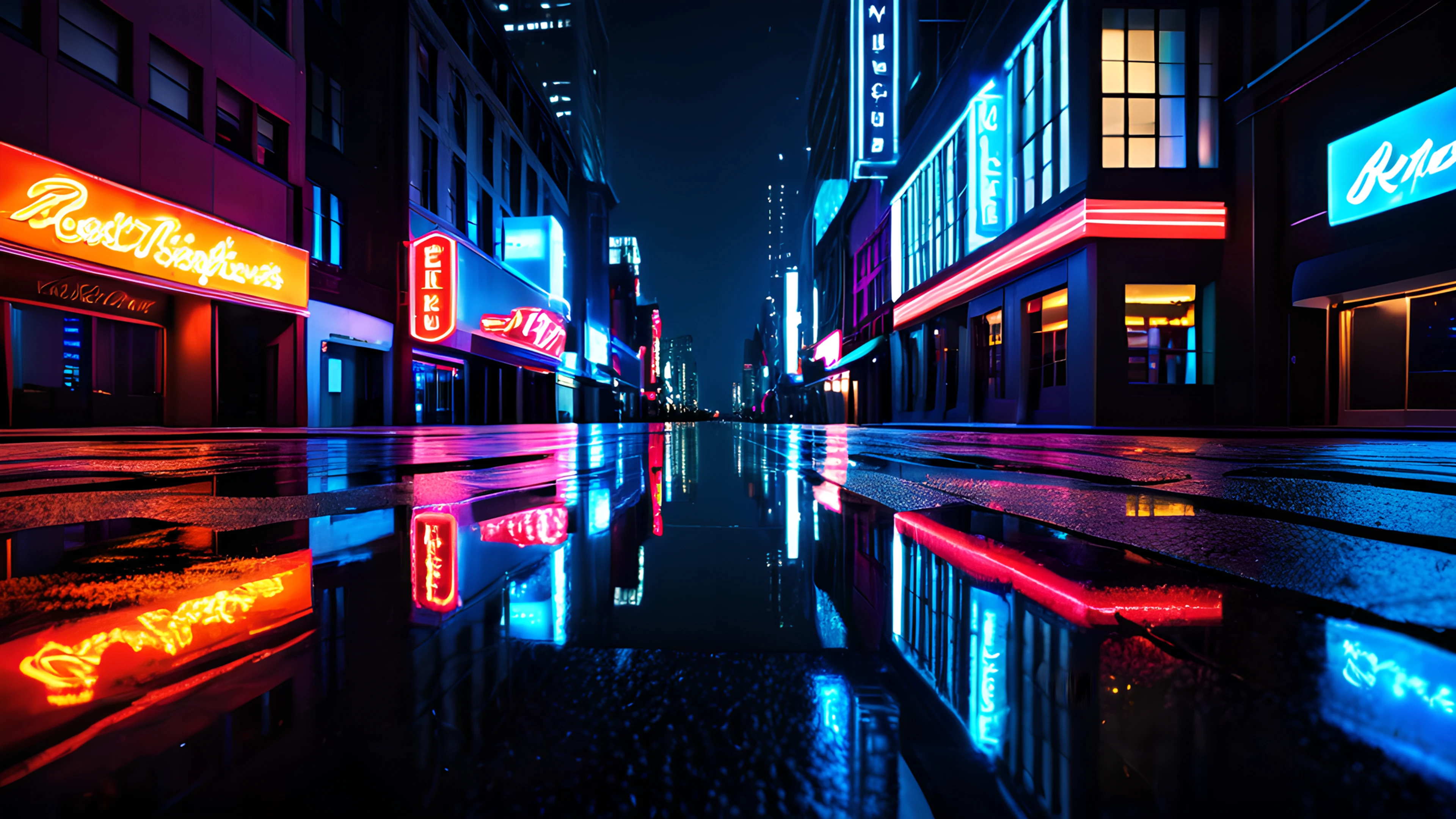 4K City Night Neon rooftop skyline 2025-10-18