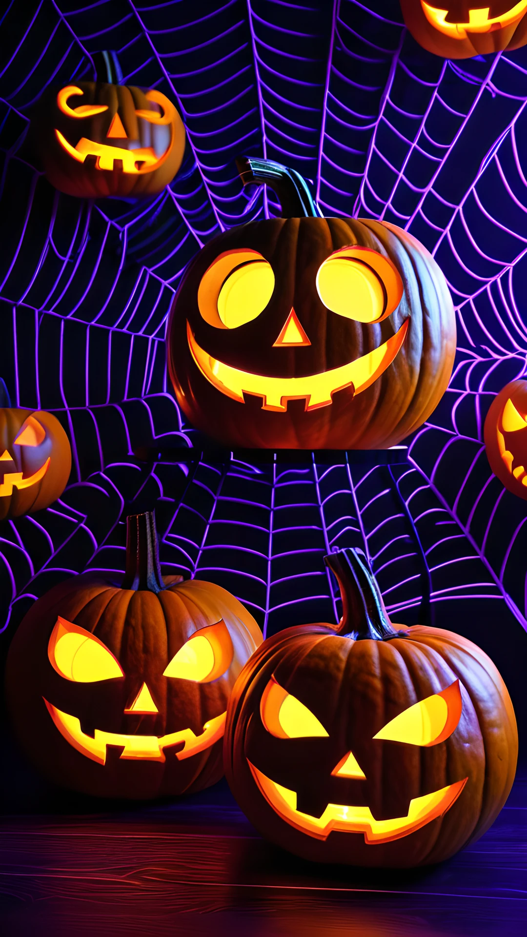 Halloween Neon Pumpkins (Mobile) spider webs 2025-10-18