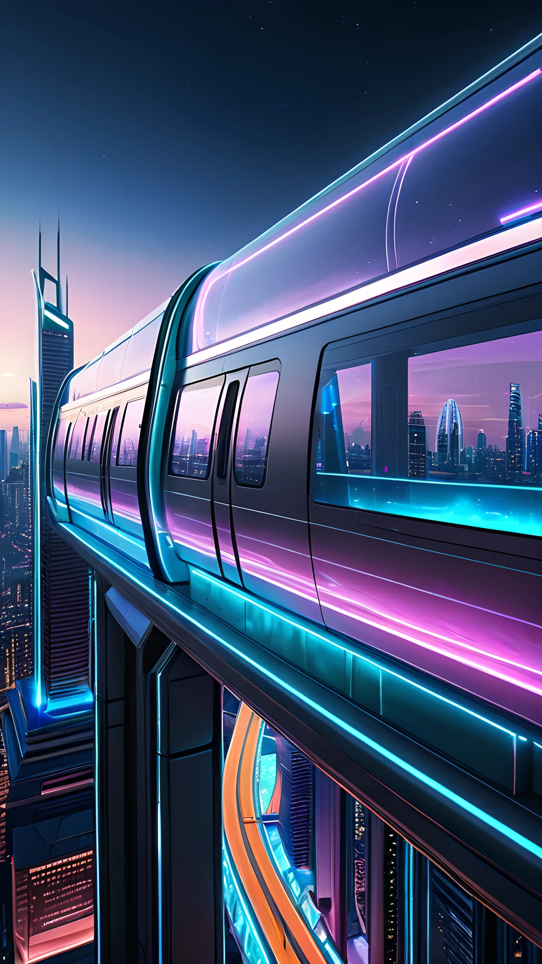 iPhone Neon Cyberpunk City monorail 2025-10-18