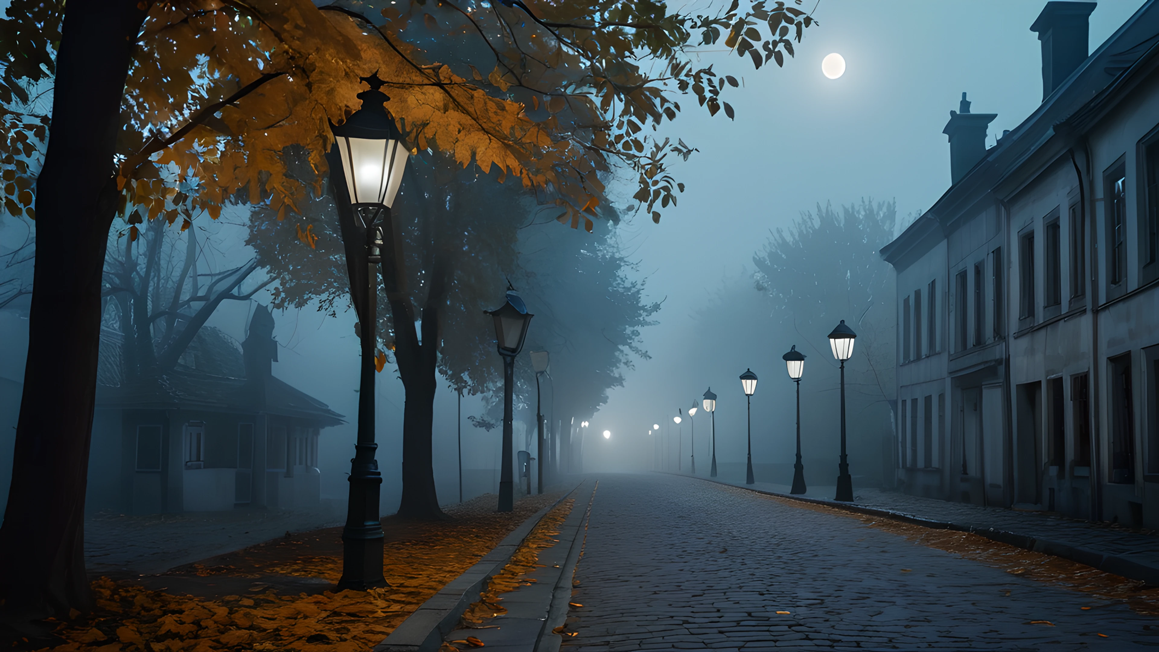 4K Halloween Haunted Street moon 2025-10-20