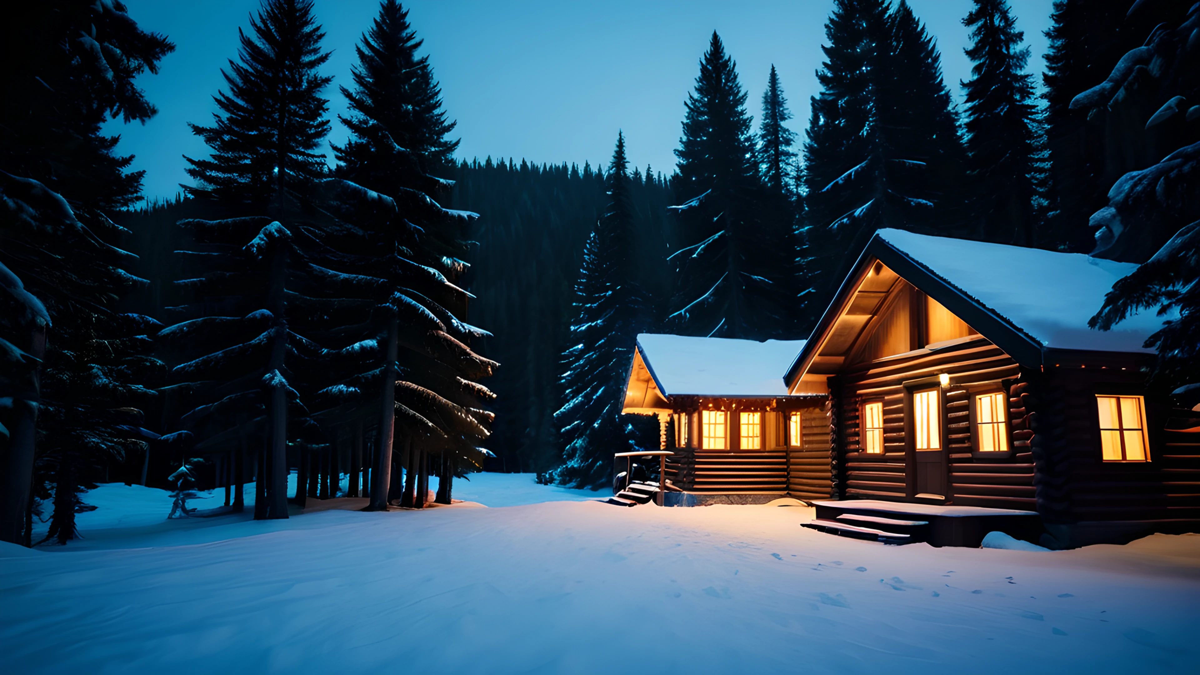 4K Christmas Snowy Village cabins 2025-10-21