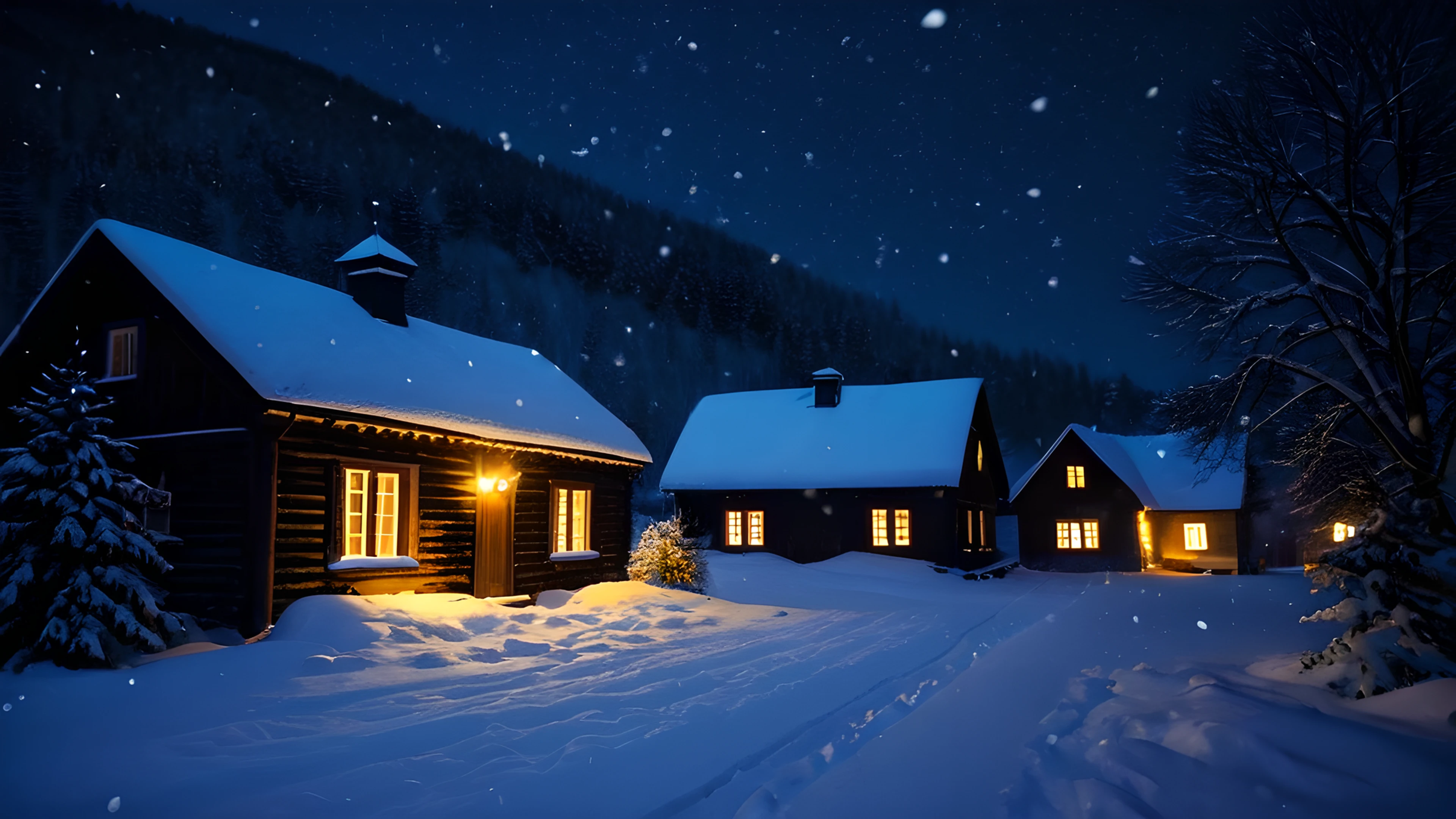 4K Christmas Snowy Village snowfall 2025-10-21