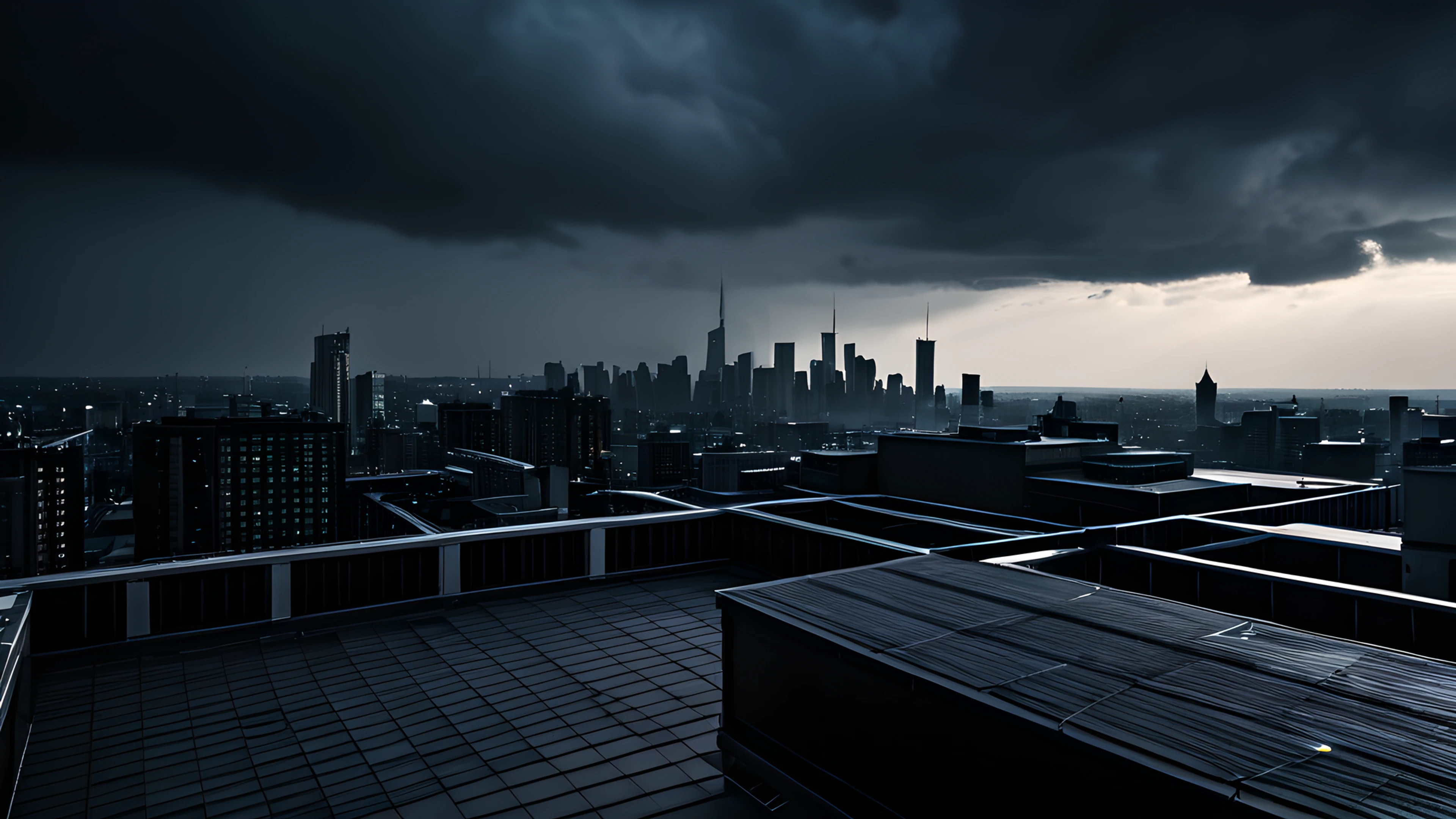 4K City Night Neon rooftop skyline 2025-10-21