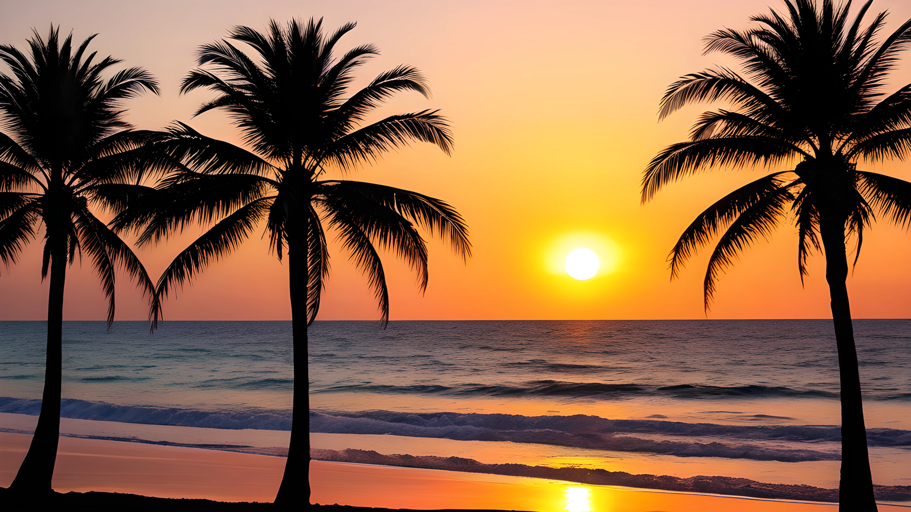 4K Summer Tropical Sunset palm trees 2025-10-21