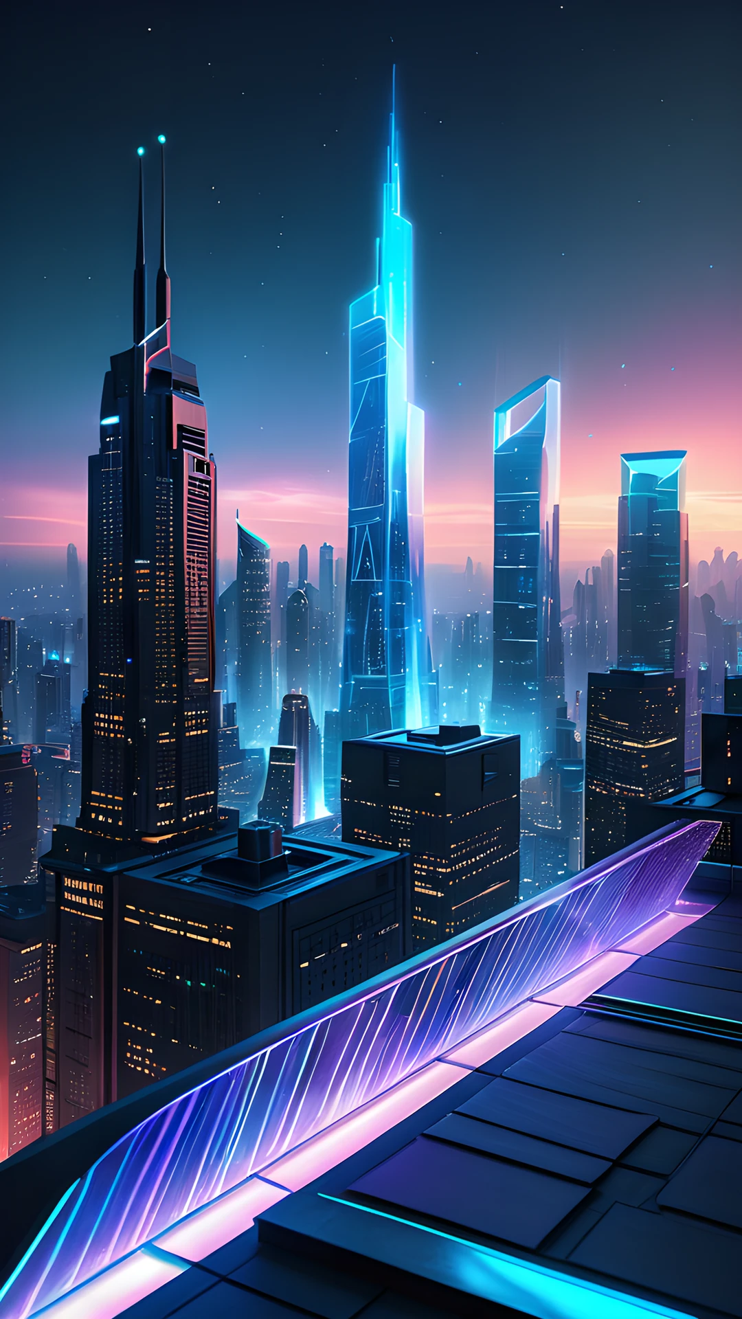 iPhone Neon Cyberpunk City rooftop skyline 2025-10-21