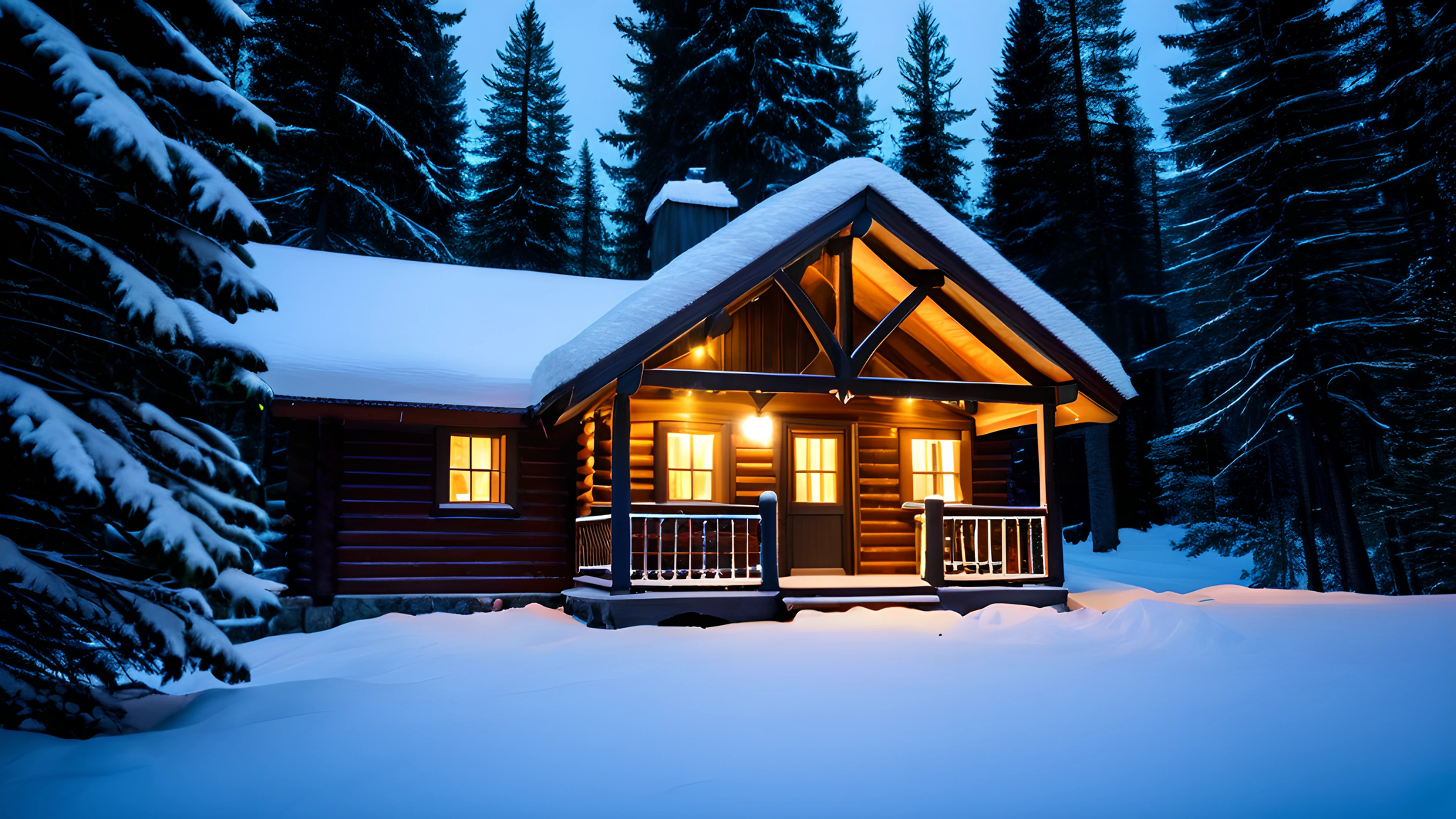 4K Christmas Snowy Village pine trees 2025-10-24