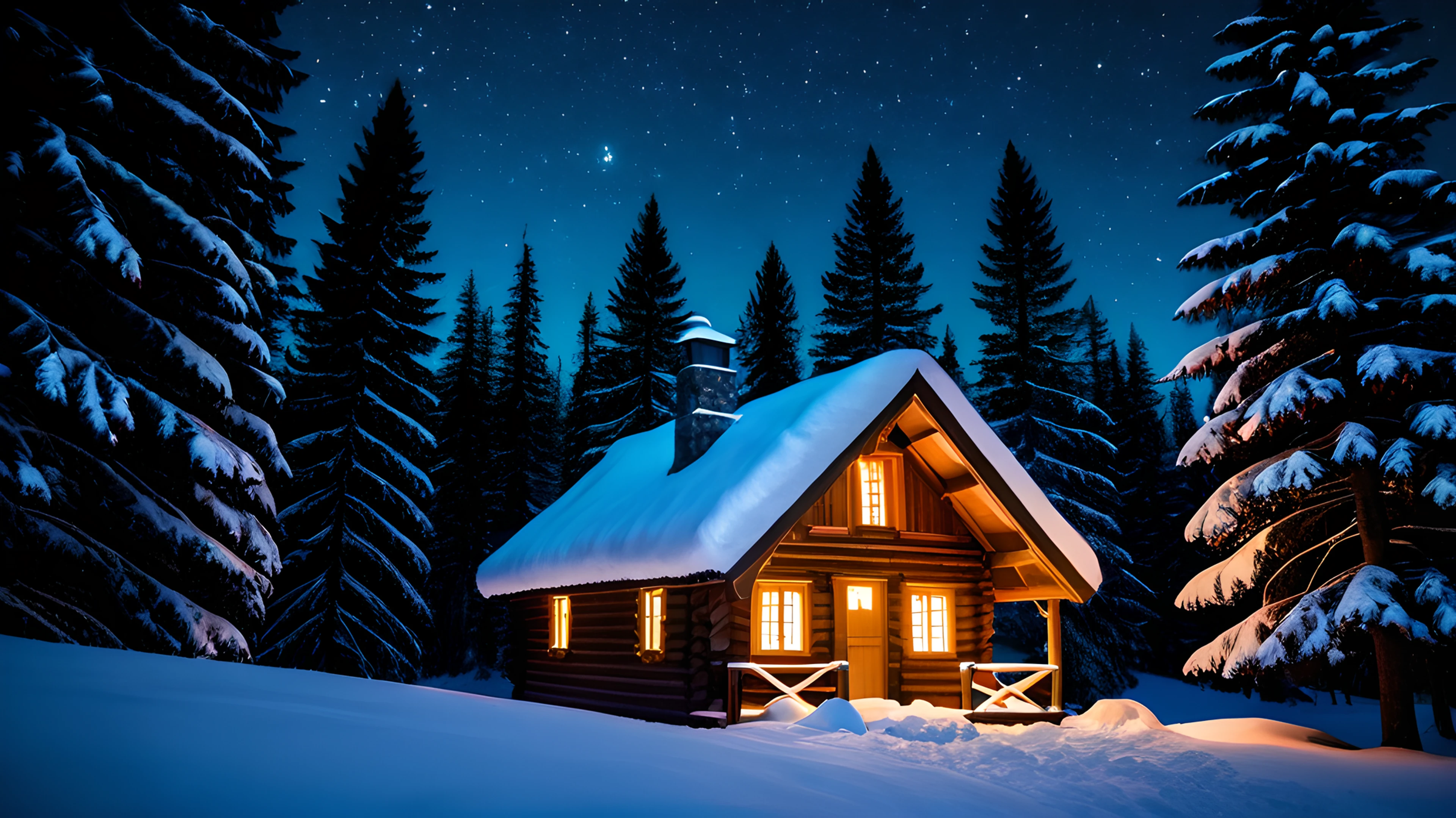 4K Christmas Snowy Village starry sky 2025-10-23