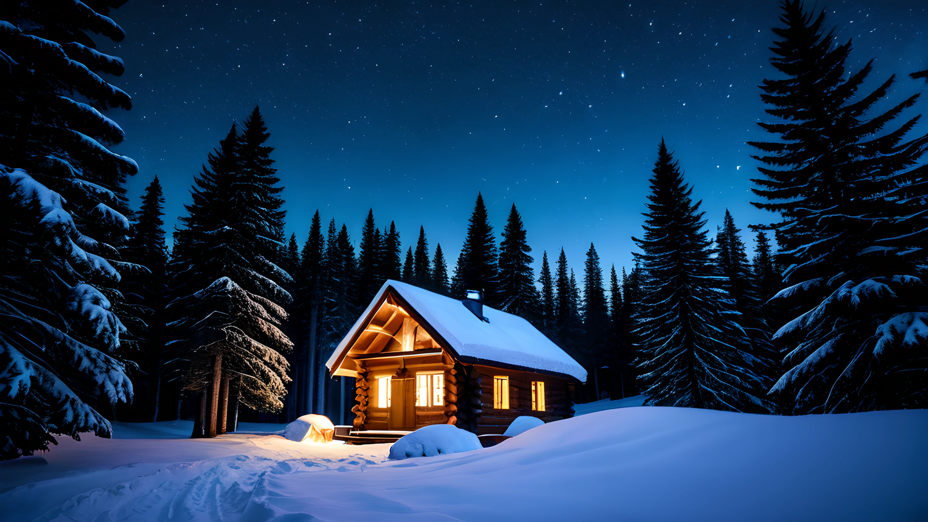 4K Christmas Snowy Village starry sky 2025-10-29