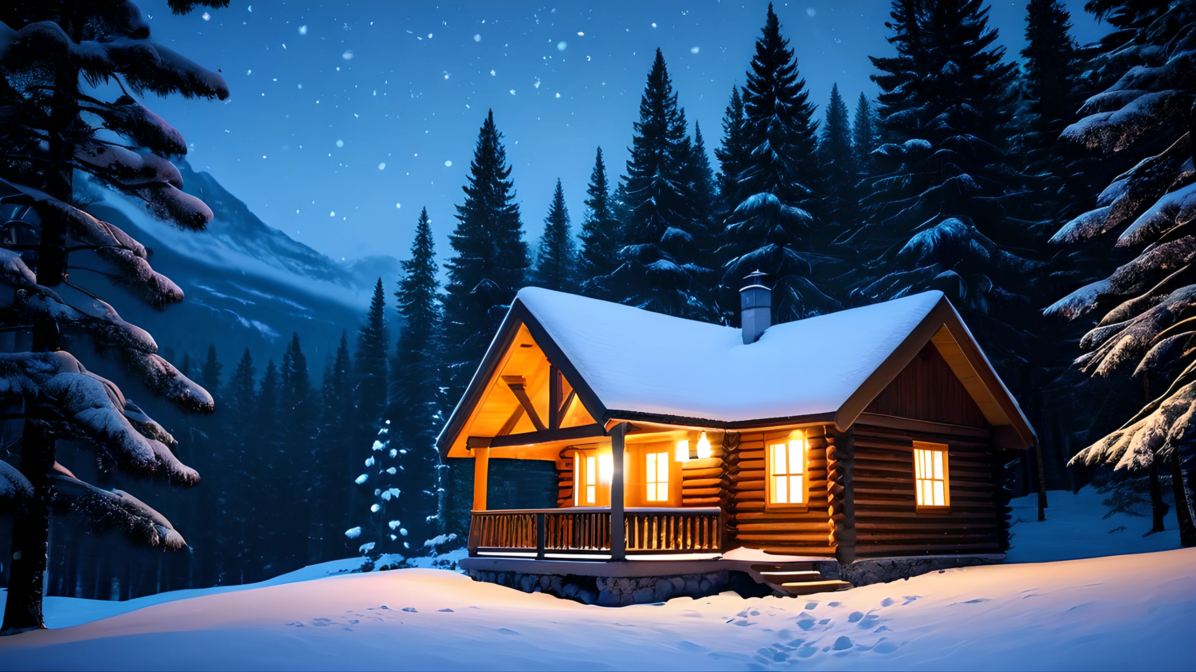 4K Christmas Snowy Village snowfall 2025-10-31