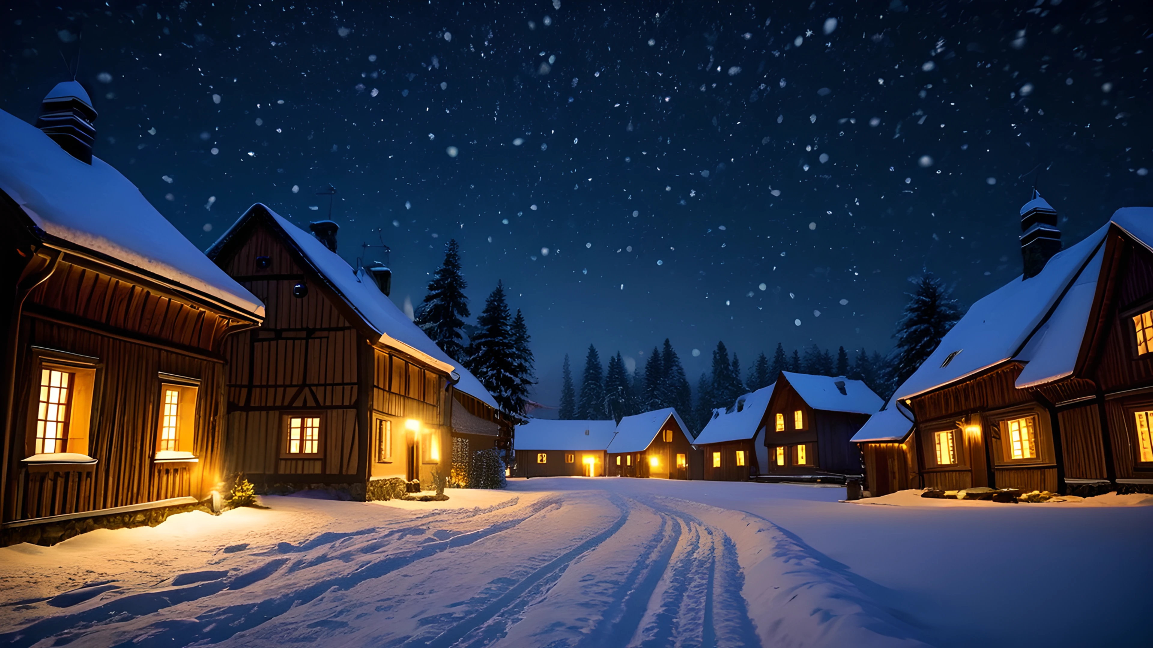 4K Christmas Snowy Village snowfall 2025-10-31