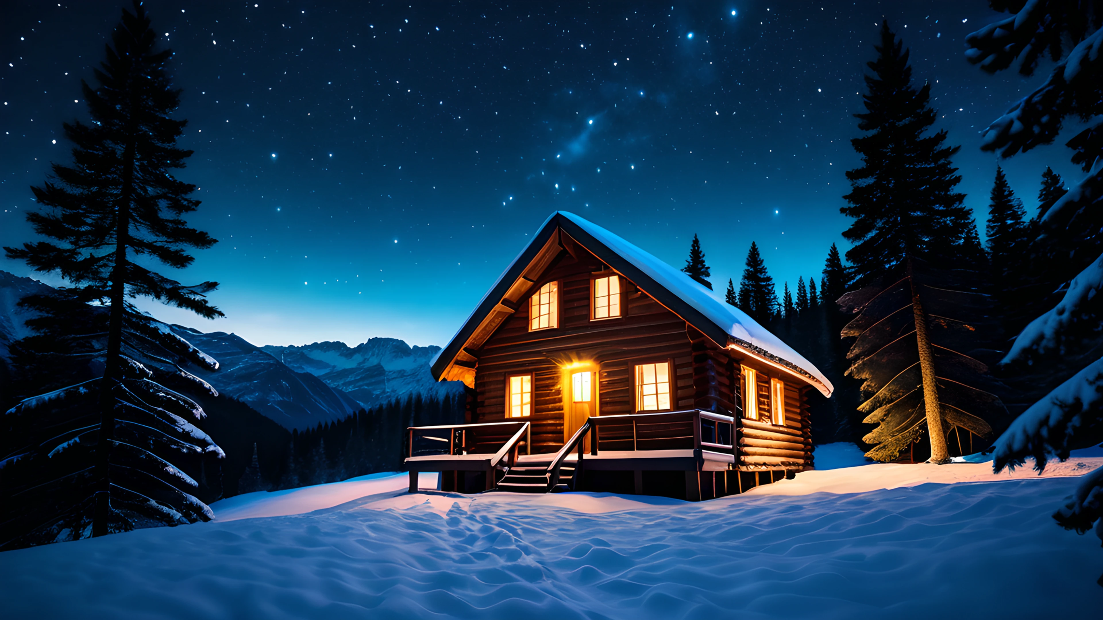 4K Christmas Snowy Village starry sky 2025-10-31