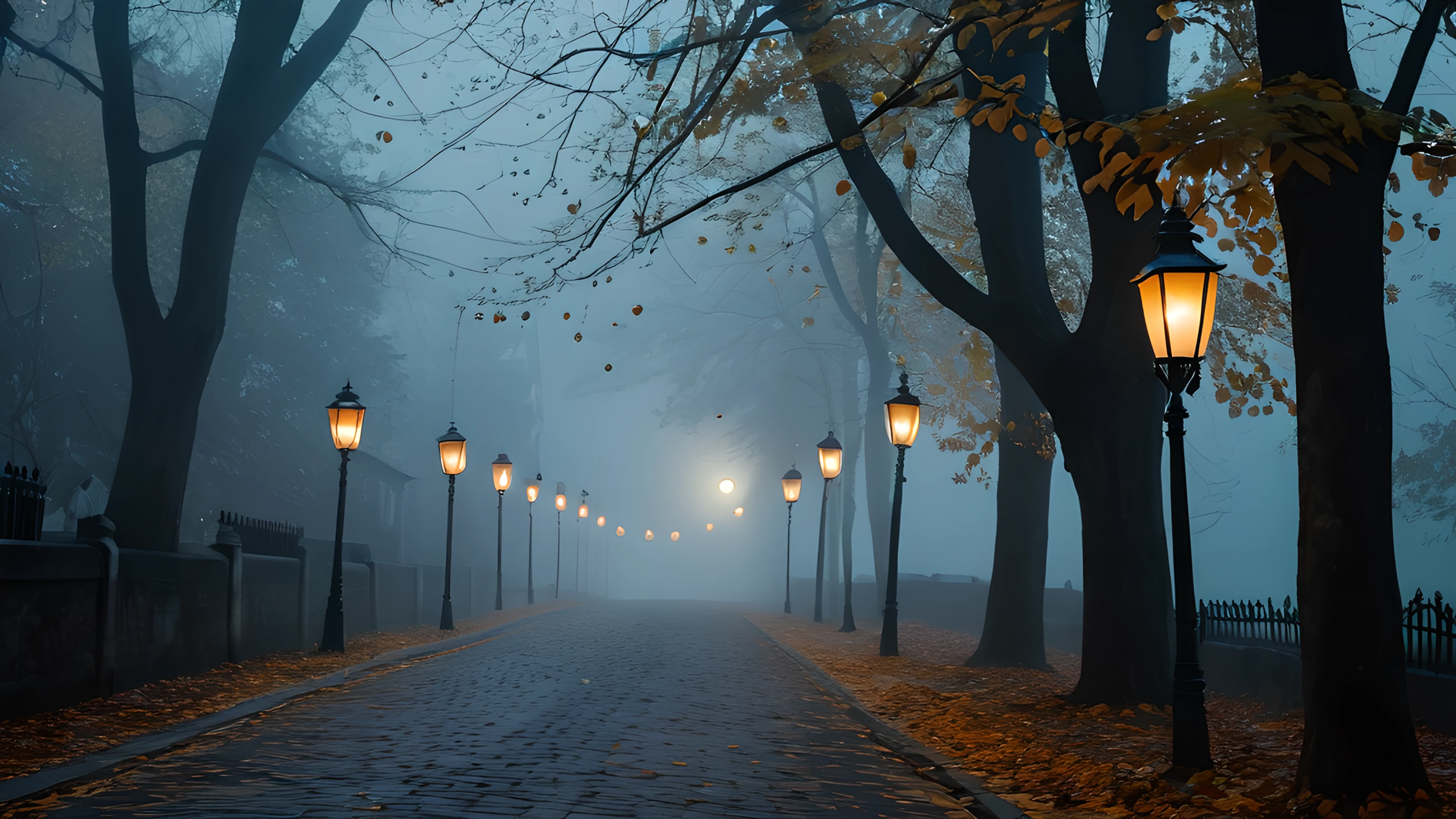 4K Halloween Haunted Street moon 2025-10-31