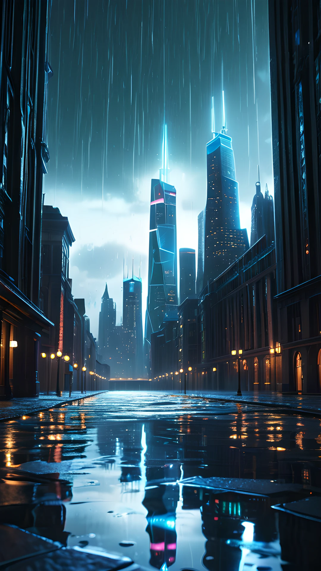 iPhone Neon Cyberpunk City rain puddles 2025-10-31
