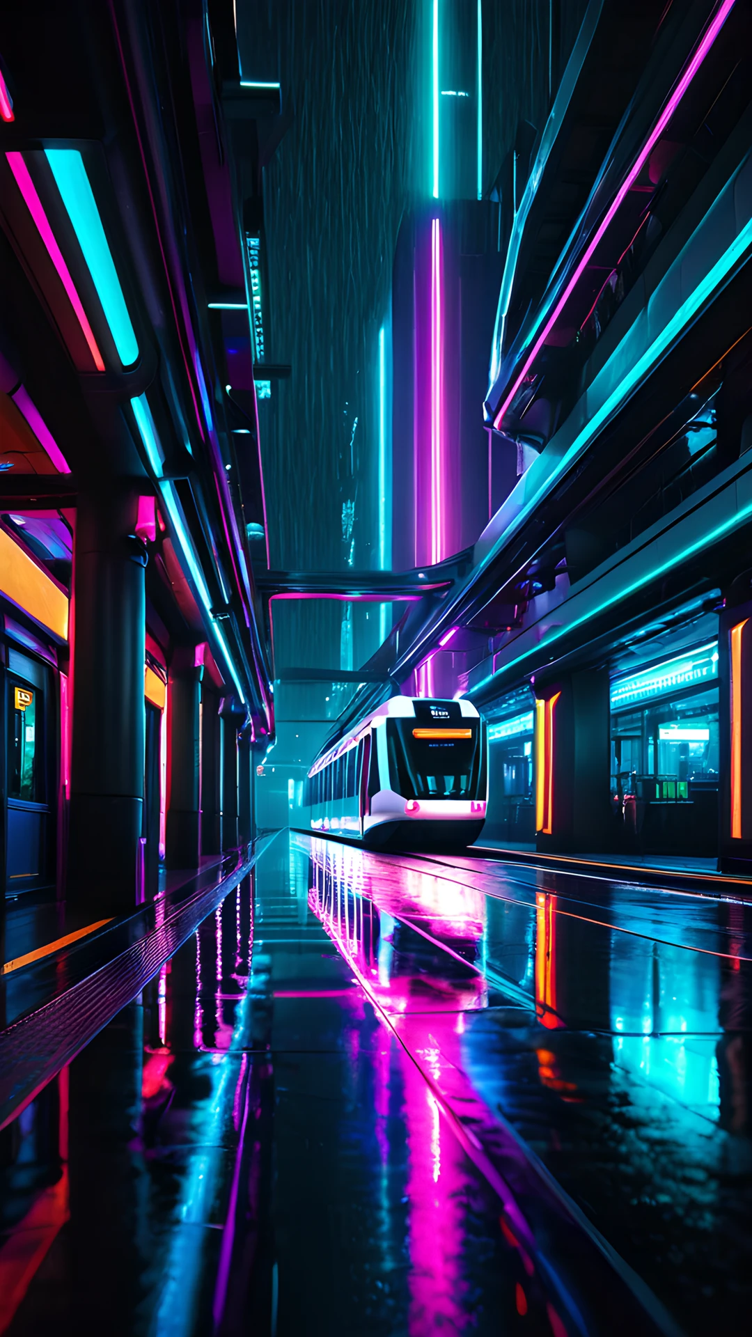 iPhone Neon Cyberpunk City monorail 2025-12-30