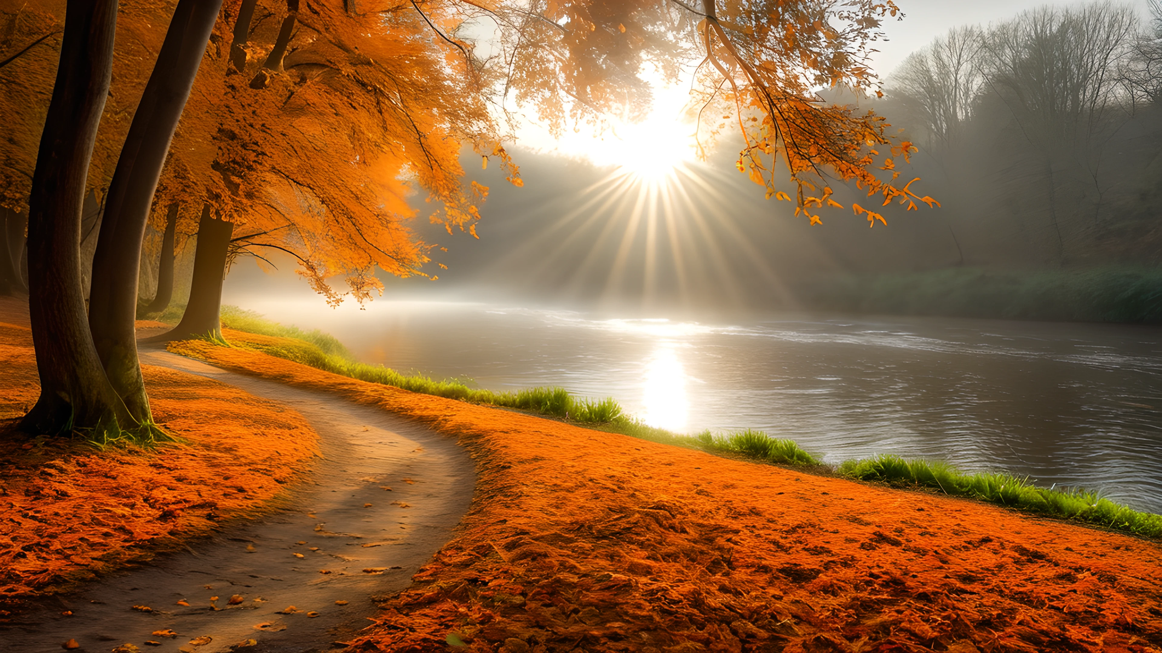 4K Autumn Golden Forest river bend 2025-12-31