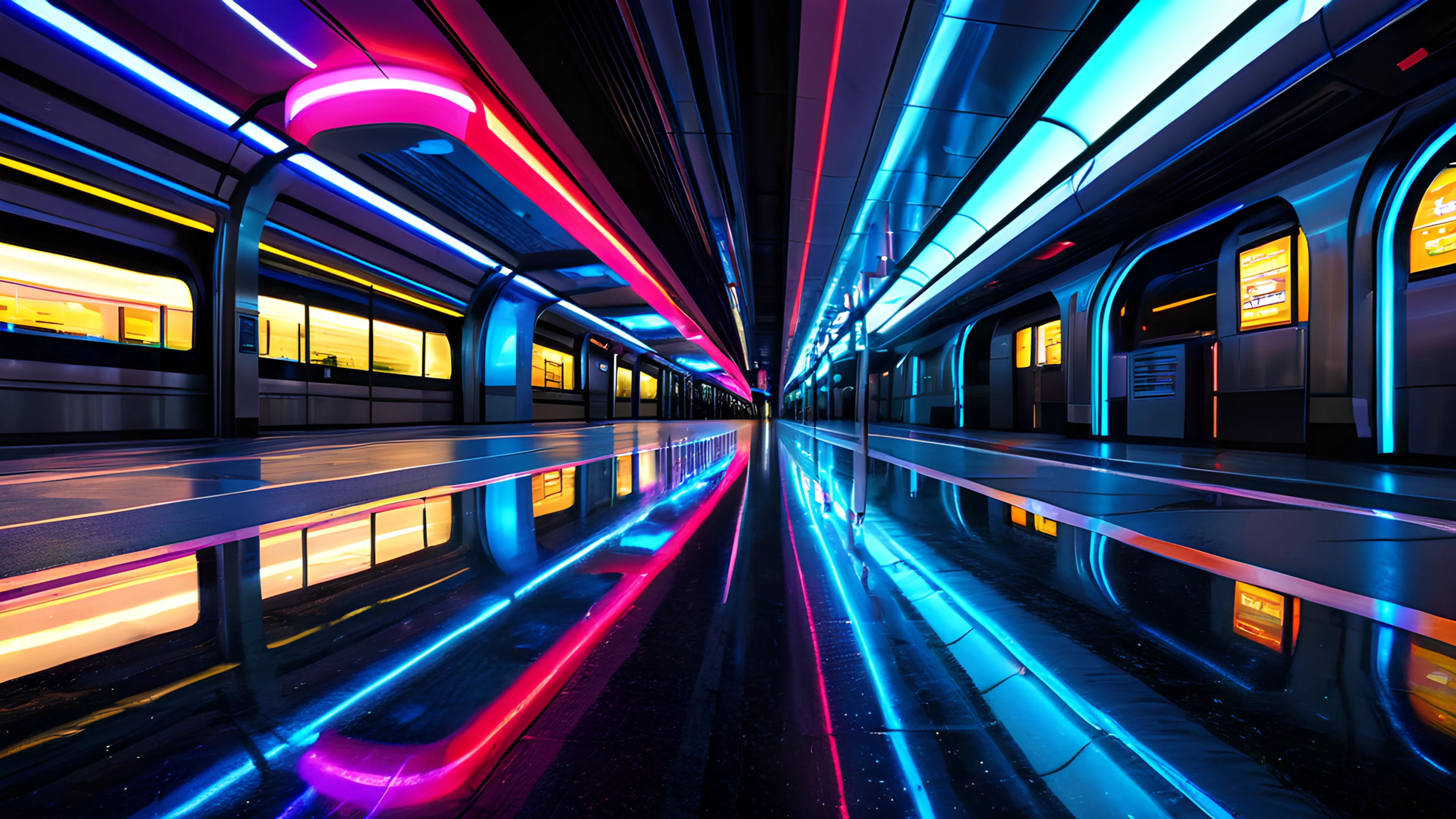 4K City Night Neon monorail 2025-12-31