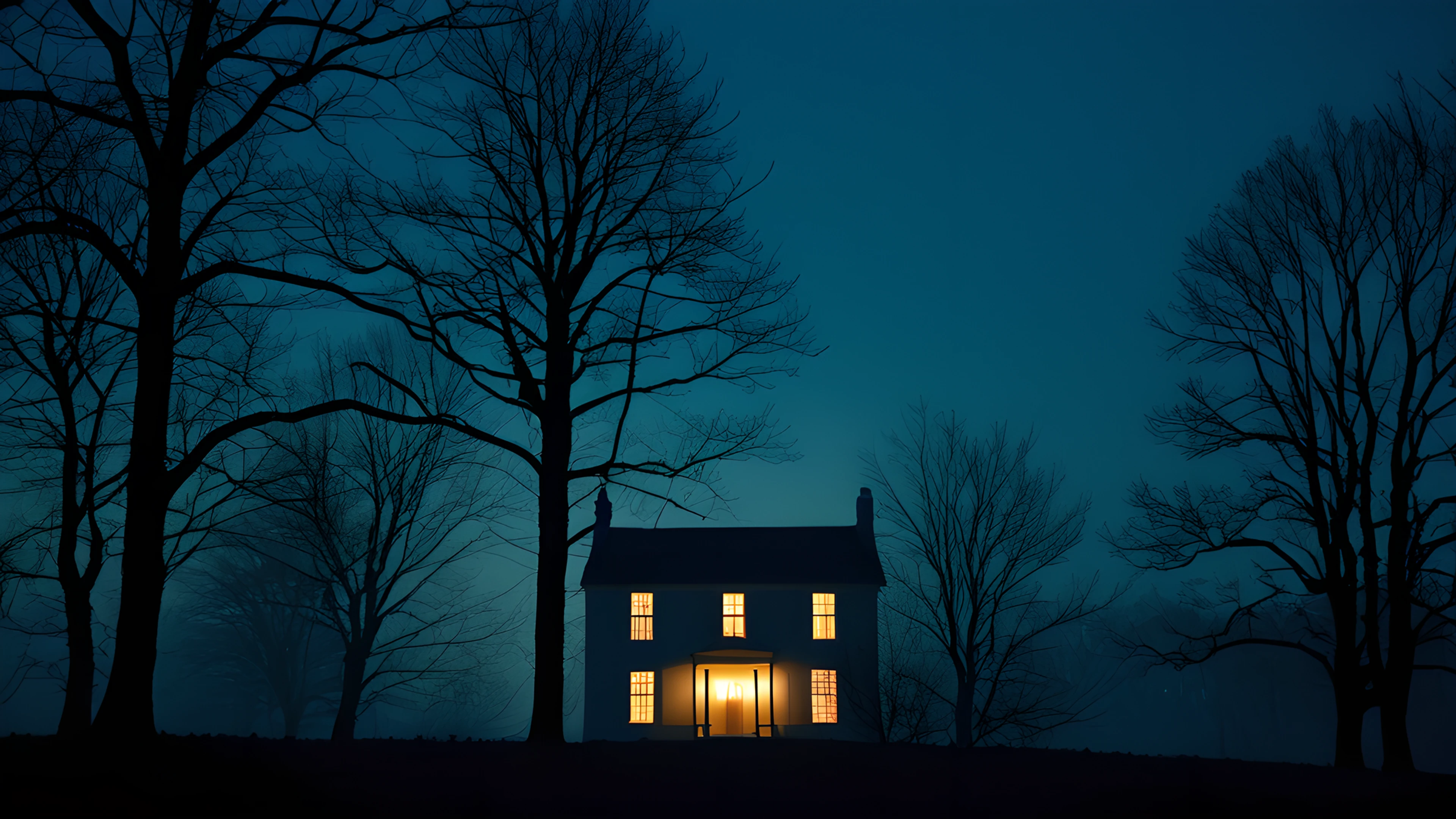 4K Halloween Haunted Street bare trees 2026-01-01