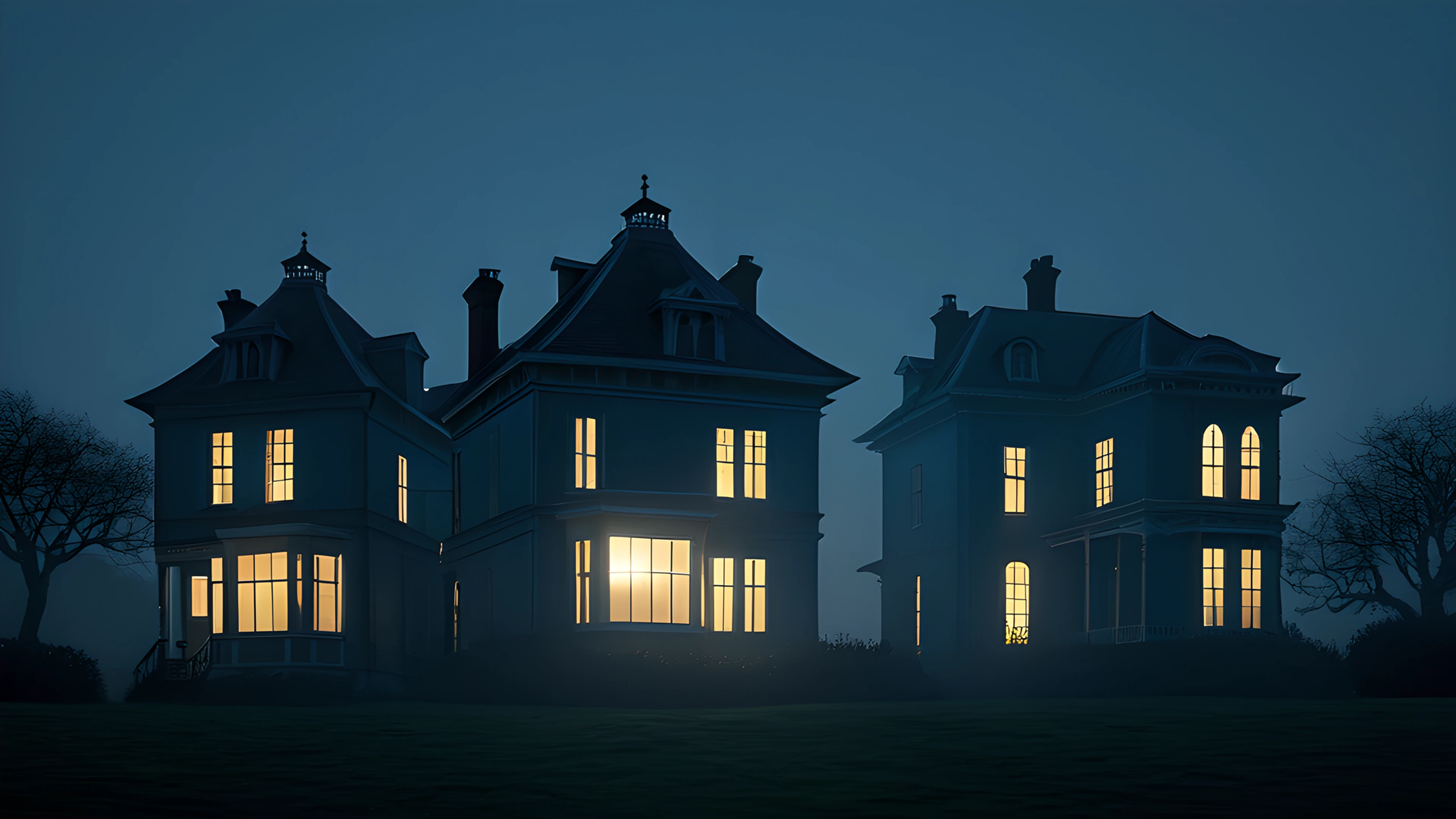 4K Halloween Haunted Street victorian houses 2026-01-01