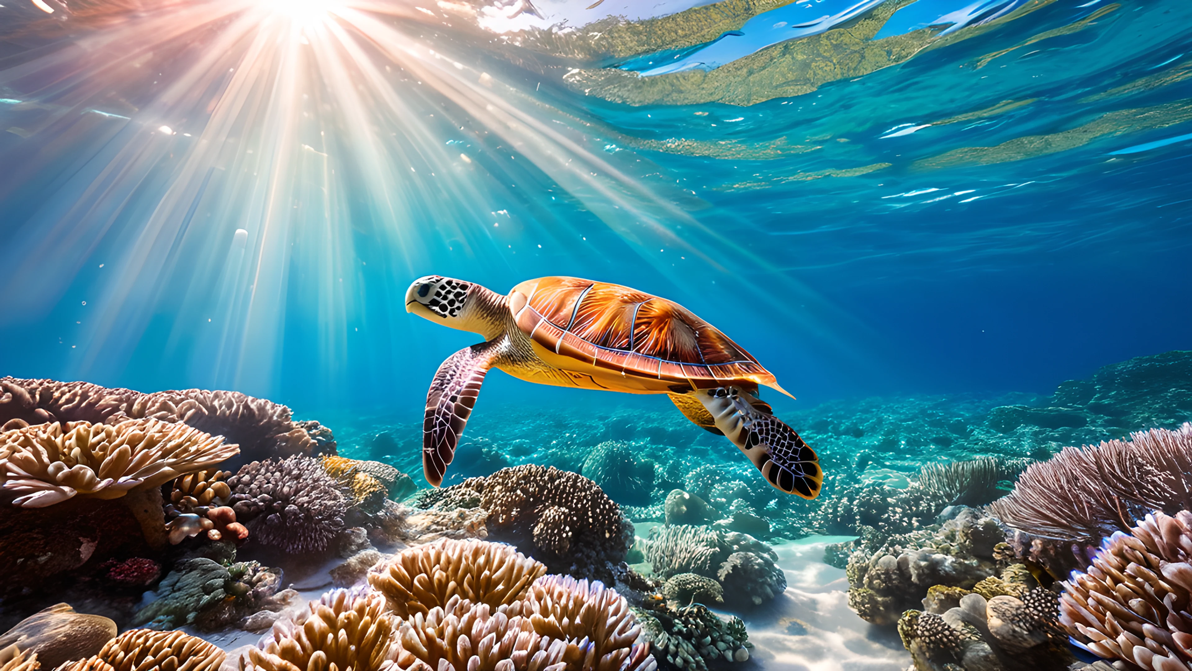 4K Underwater Coral Reef sea turtle 2026-01-01