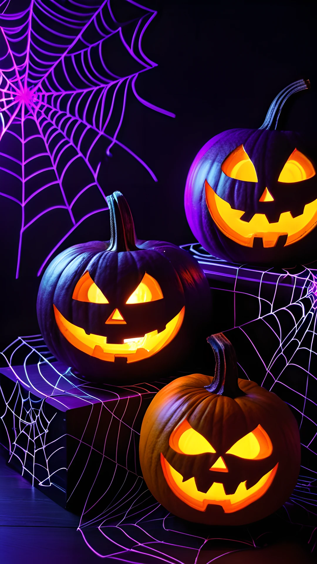 Halloween Neon Pumpkins (Mobile) spider webs 2026-01-01