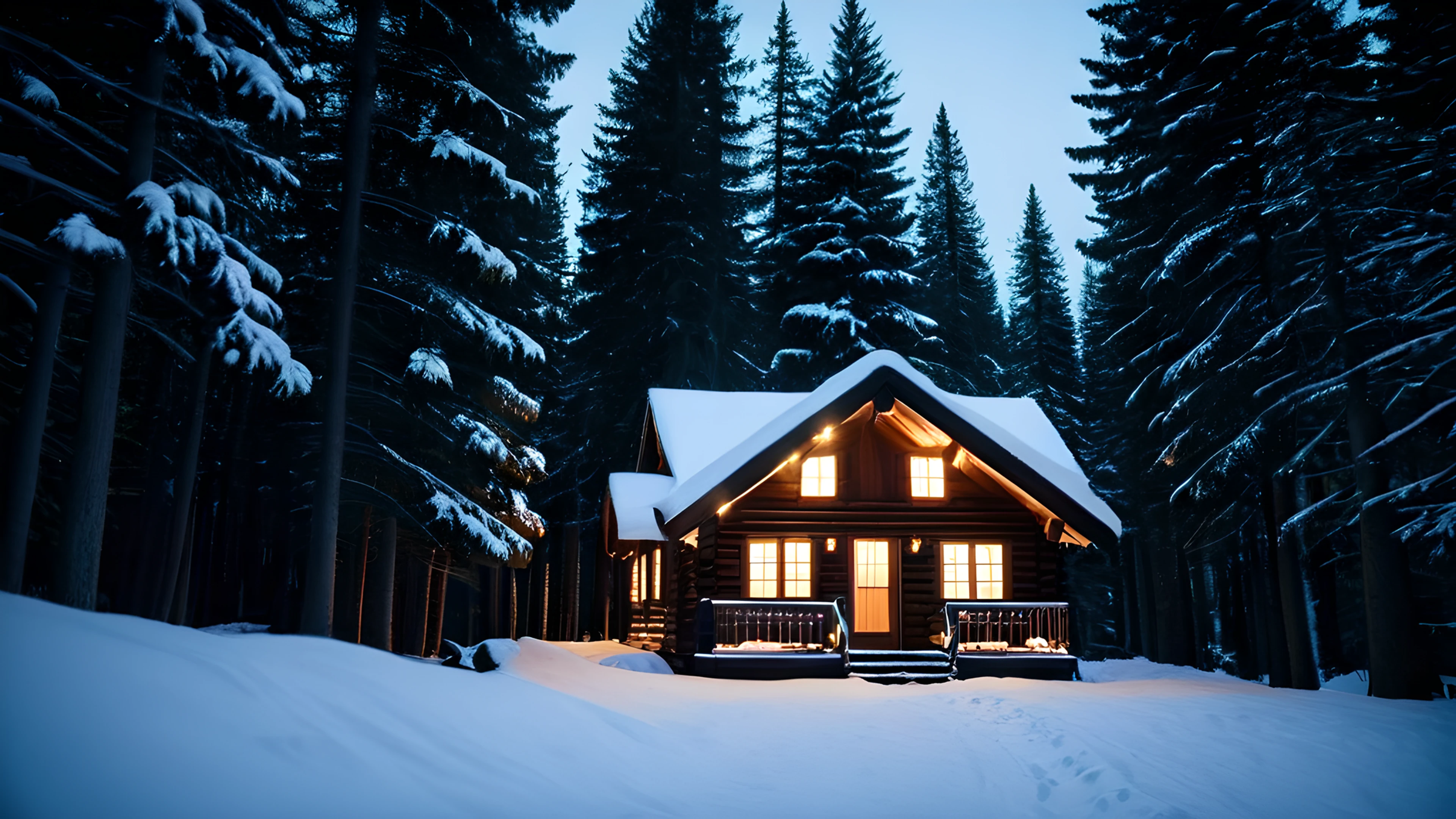 4K Christmas Snowy Village pine trees 2026-01-01