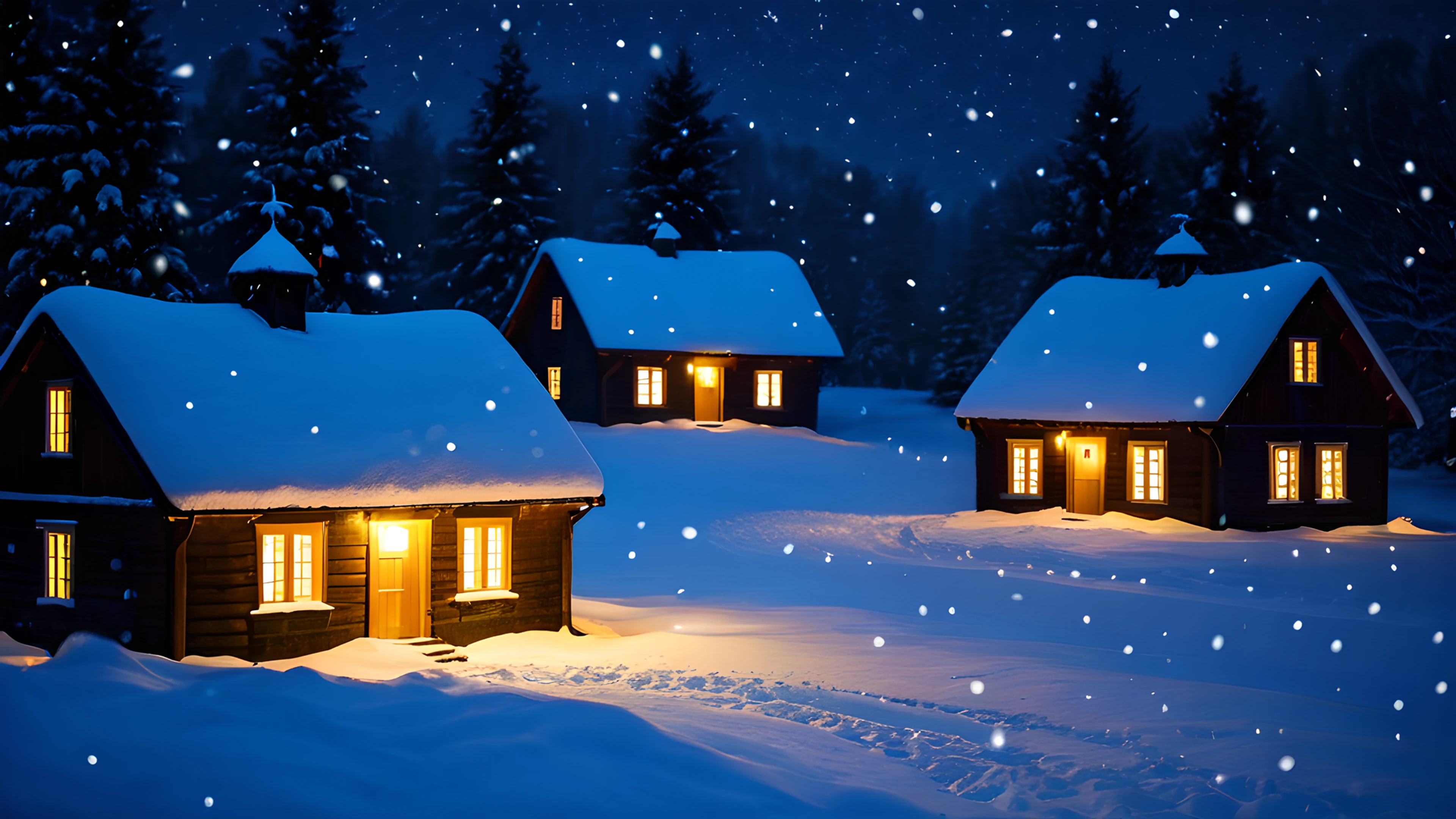 4K Christmas Snowy Village snowfall 2026-01-01