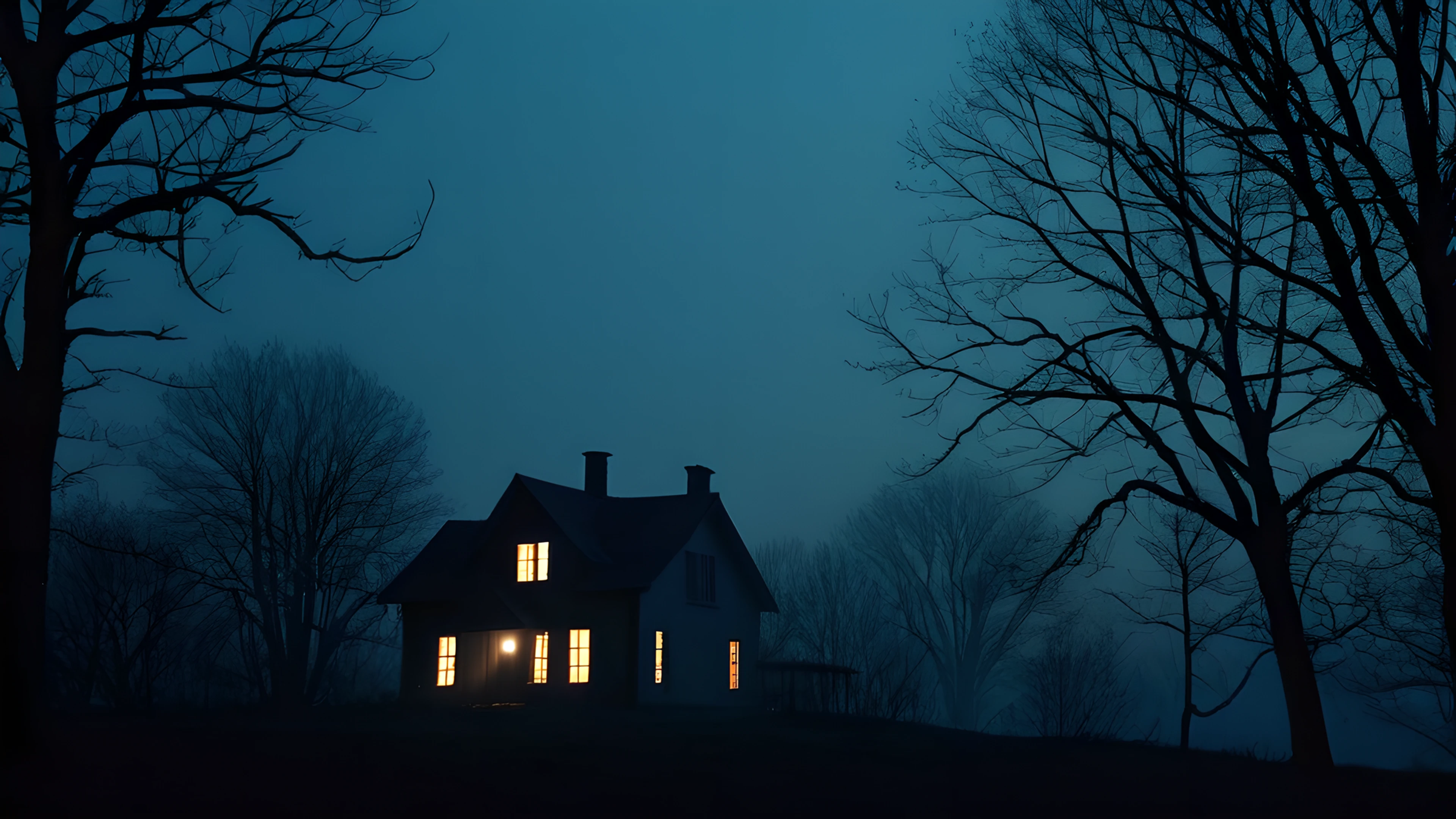 4K Halloween Haunted Street bare trees 2026-01-01